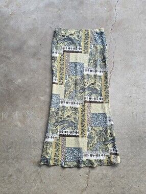vtg y2k Globus euro Paisley Floral boho Earthy maxi skirt